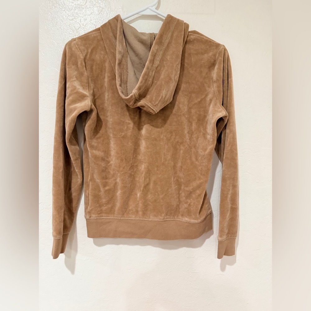 New York & Company Tan Beige Velour Full Zip Hoodie size XS Y2K - Picture 4 of 9